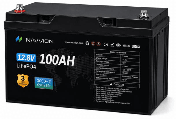 Navvion 12.8 V 100 Ah LiFePO4 drop-in battery