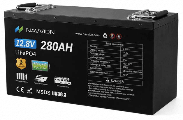 Navvion 12.8 V 280 Ah LiFePO4 drop-in battery